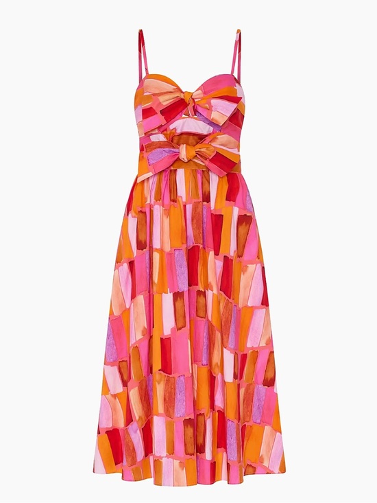 Milly Dresses & Skirts - Milly Natasha Printed Stretch Cotton Poplin Multicolor Midi-Dress